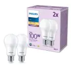 Voordeelpak 2x Philips Lamp LED E27 Peer Mat 13W 1521lm - 827 Zeer Warm Wit